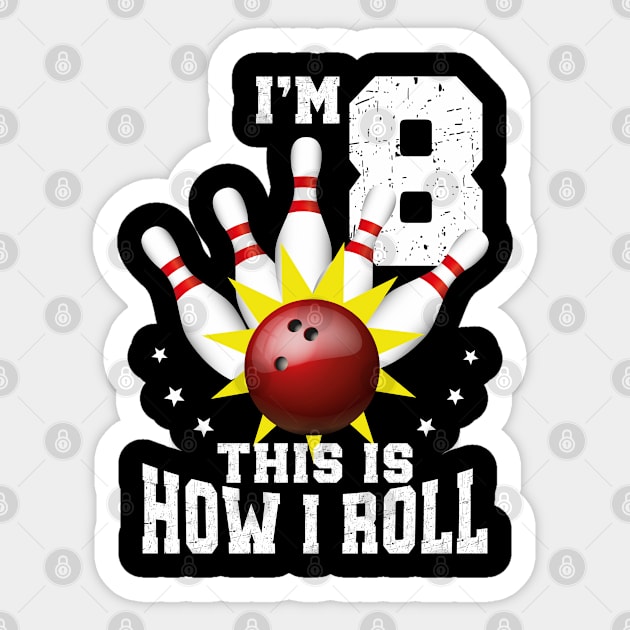 Bowling 8th Birthday Bday Party Kids 8 years Old Bowler Sticker by Msafi